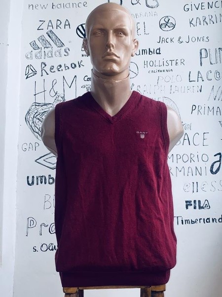 Men Gant Vest Burgundy Wool S