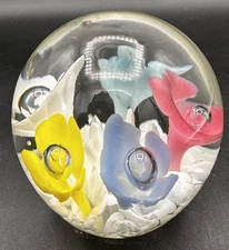 Art Glass Paperweight Vintage 1984 Maude and Bob St. Clair Controlled Bubbles