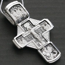 Archangel Michael Gabriel Cross Russian Orthodox 925 Silver St Nicholas Icon