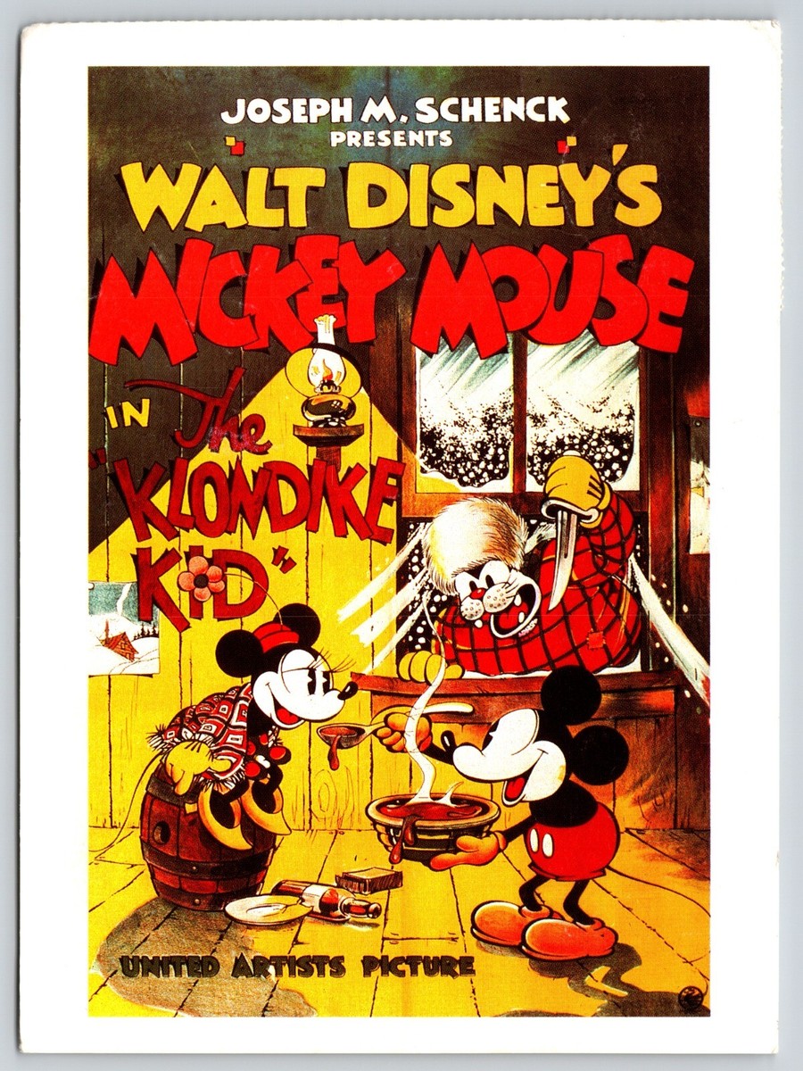 Postcard Walt Disney's Mickey Mouse in the Klondike Kid Animation