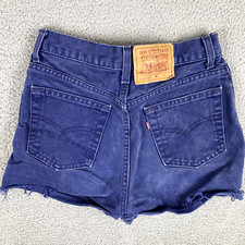 VINTAGE Levis Shorts Womens 9 Blue Boyfriend Cut Off Jean Jorts Made In USA 90s