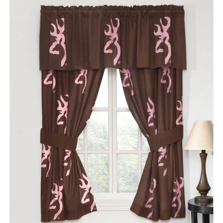 Browning ROSA BUCKMARK Marrón Varilla Bolsillo Cortinas 2 Paneles 42x63" Nuevo en Paquete Foto 4 de 4