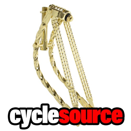 Lowrider Classic 20" Bent All Square Triple Twisted Spring Fork 1" Gold Bike - Picture 1 of 2