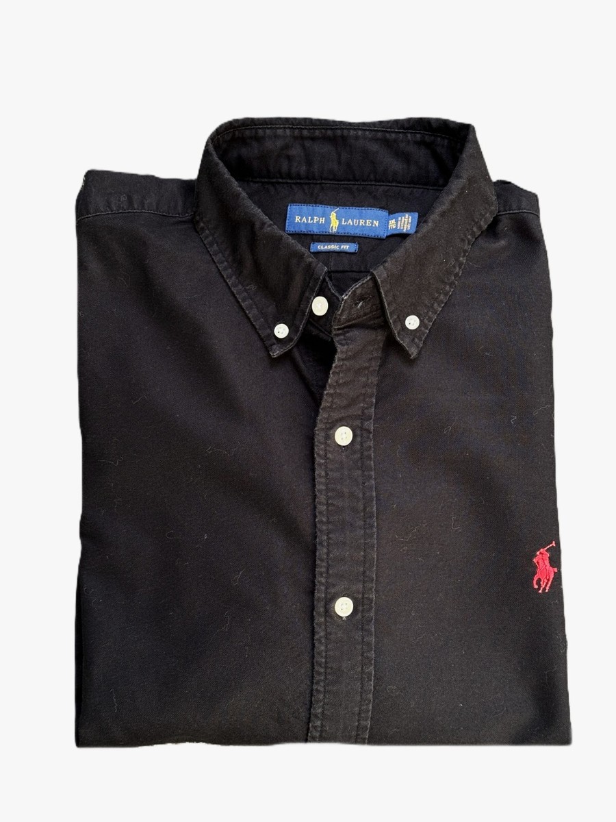 NWT- POLO RALPH LAUREN Mens Classic Oxford Button Down Long Sleeve Shirt-  BLACK | eBay