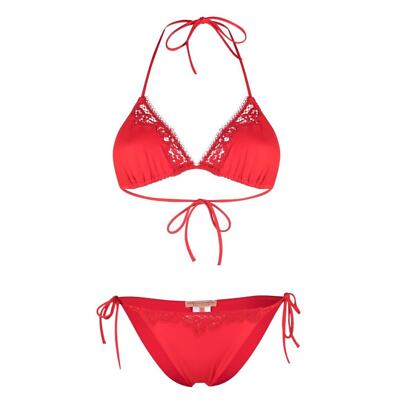 NWT! Ermanno Scervino Red Lace Triangle Bikini Set