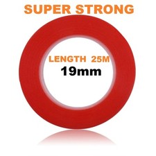 19 mm Red Double Sided Adhesive Sticky Tape Easy Lift Super Strong Length 25 M