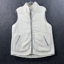Woolrich Siskiyou Vest Women's Medium Ivory Fleece Soft Pockets Outdoors