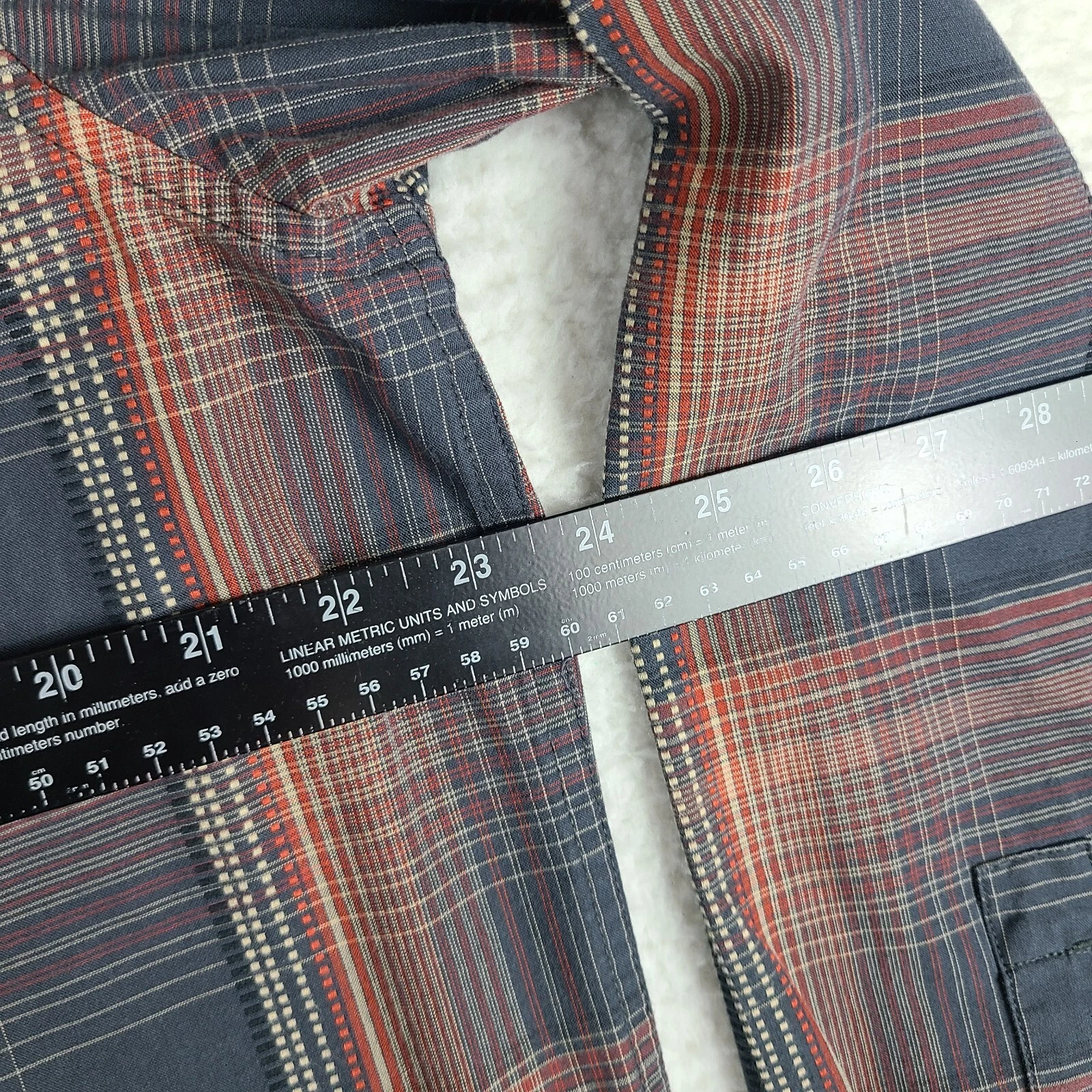 prana dark orange plaid cotton dress button up shirt
