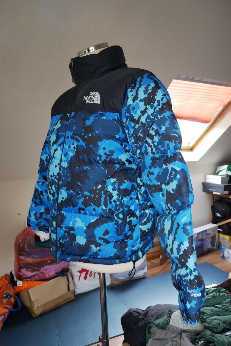 Clear Lake Blue Camo Nuptse North Face Nuptse 700 Puffer Jacket
