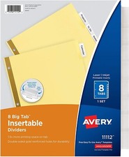 AVERY 8-Tab Binder Dividers, Insertable Clear Big Tabs, 1 Set 11112 easy acces