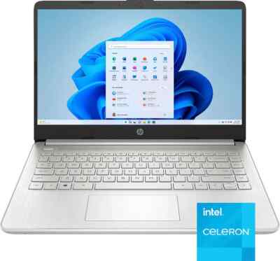 New HP Laptop 14'' HD Intel Celeron N4120 4GB 128GB eMMC Cam Office 365 Silver