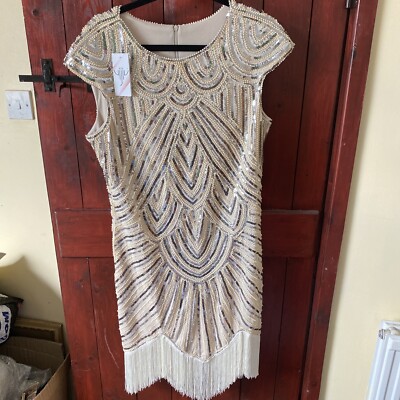 cream beaded flapper dress Alexander McQueen Ivory Silk 1920s Insp Dress Hand Beading & Fringe 10 –  Modig main image 1