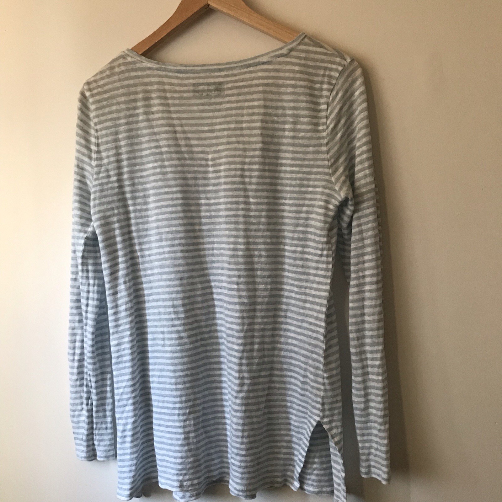 Saks Fifth Avenue striped linen henley shirt blue white beach tunic top size S