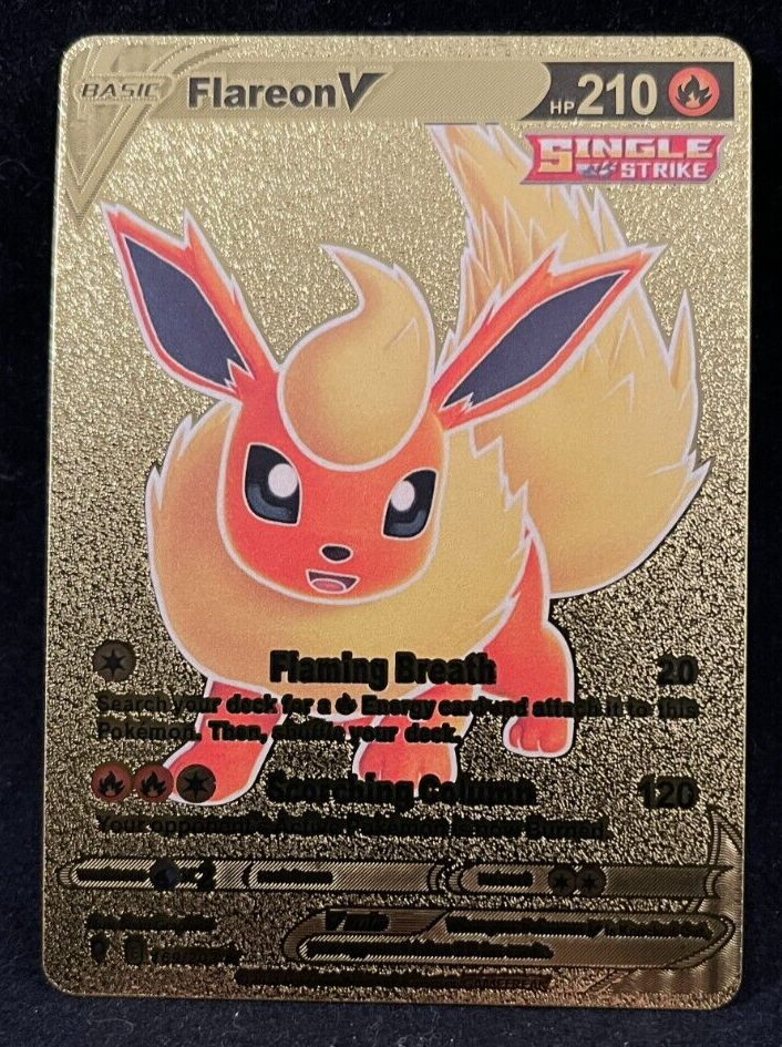 Pokmon - Flareon V - Flaming Breath - Gold Foil - Fan Art - Card #169/203 Pokmon - Flareon V - Flaming Breath - Gold Foil - Fan Art - Card #169/203