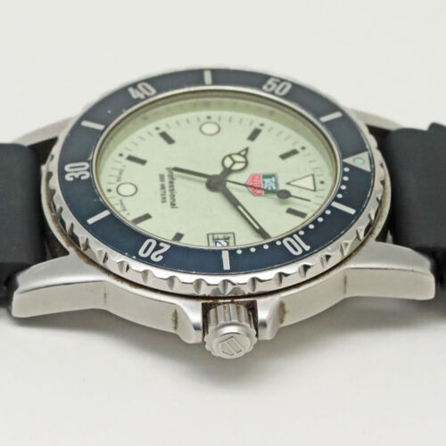 Wristwatch USED TAG HEUER NIGHT DIVERS 1500 PROFESSIONAL Quartz Black Silver - Picture 2 of 12