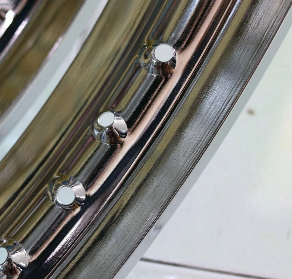 PARA MOTO KAWASAKI KE100 LLANTA 1.60"x17" ACERO CROMADO 36H NUEVO Foto 4 de 4