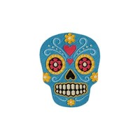 BüGelbild Applikation AufnäHer Patch Biker Skull Totenkopf Blau 3,6 X 3,0 Cm