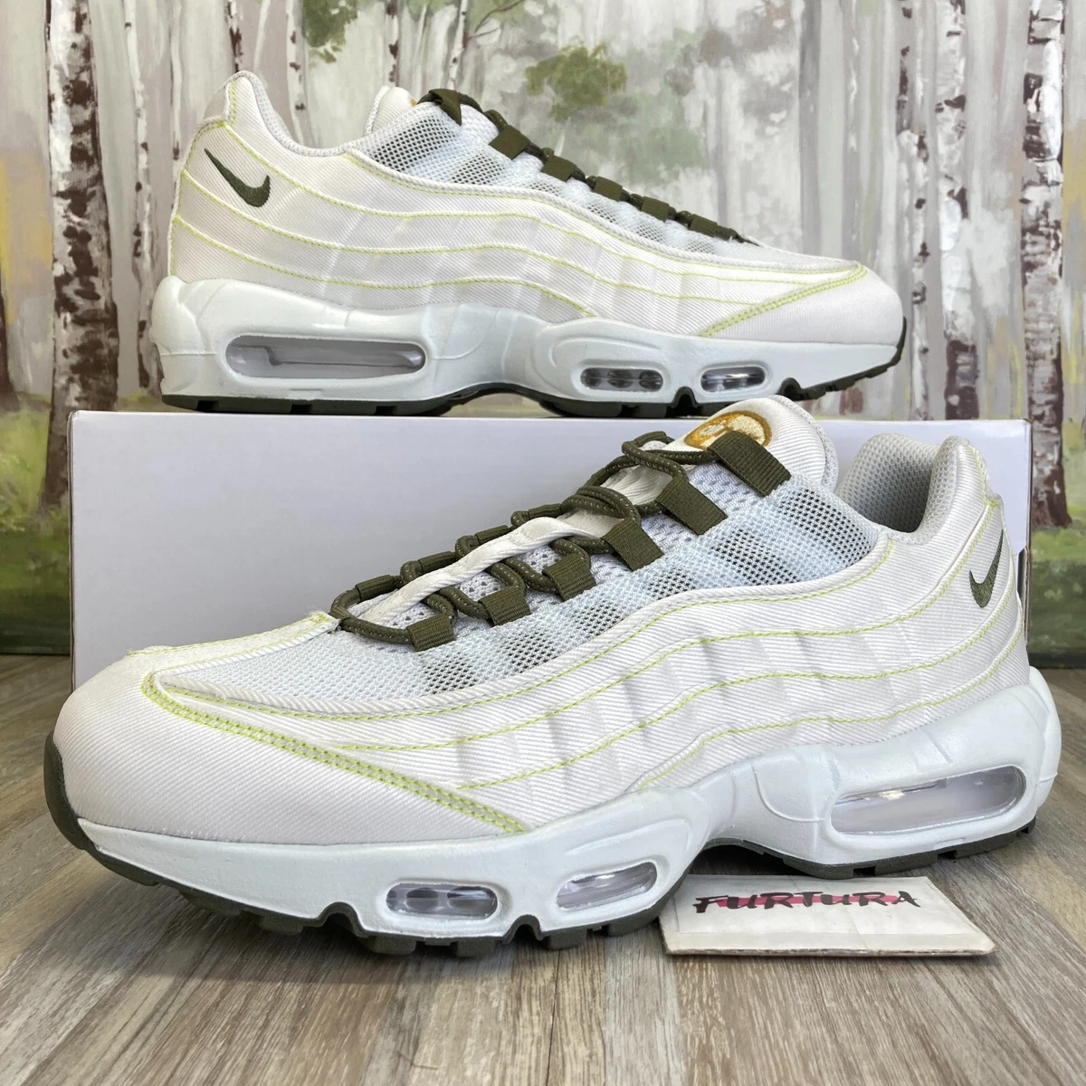 Nike By You Air Max 95 White Green Canvas DM1182 991 Men s Size