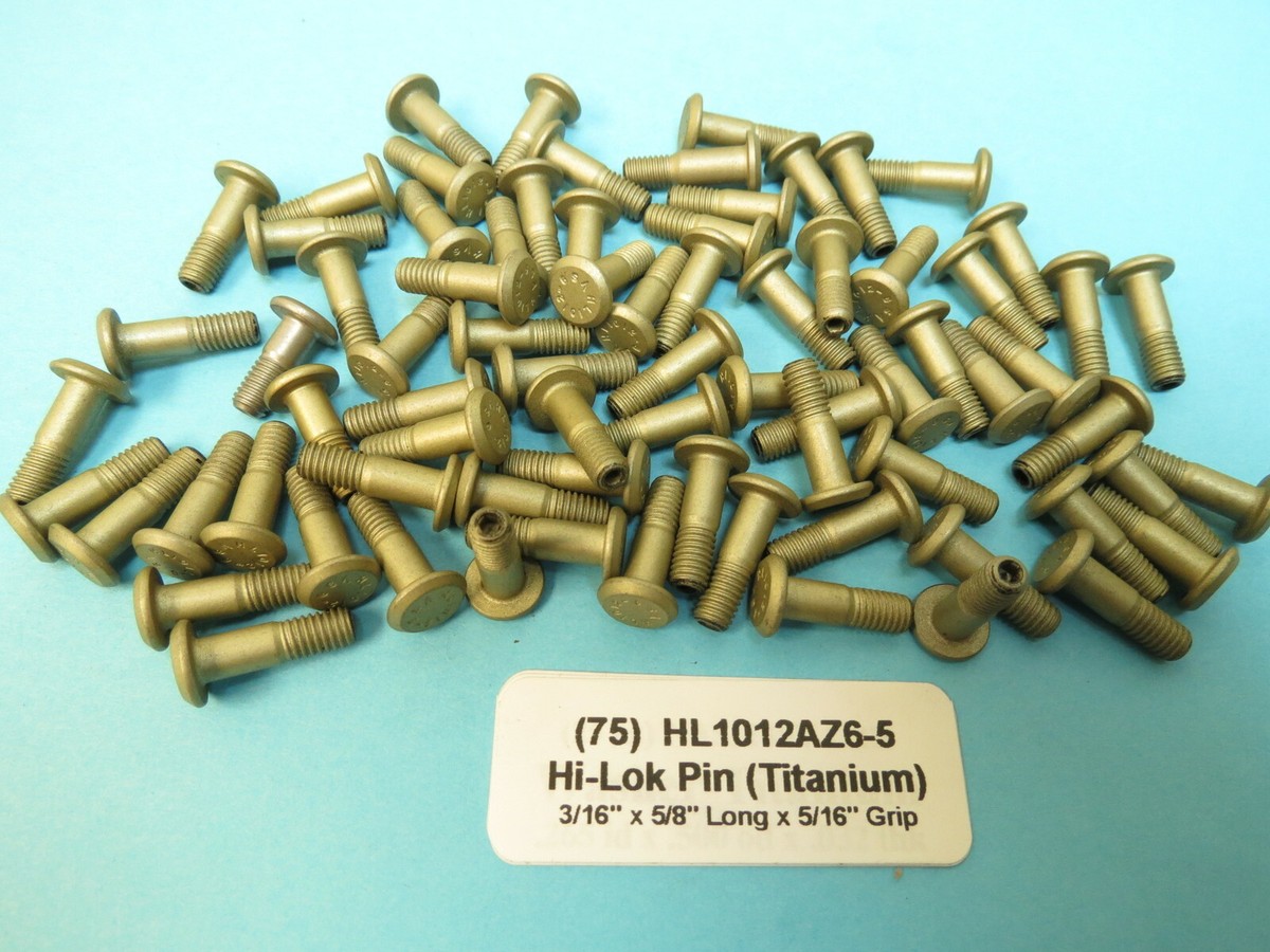 75) Titanium #10-32 x 5/8” Long Hi-Lok Protruding Head Pin 3/16