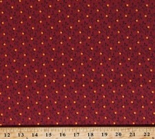 Cotton Gold Flowers Floral Red Baltimore Album Fabric Print by the Yard D143.09