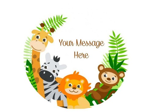 personalised jungle themed cake topper ribbon cupcake icing sheet sticker precut ebay