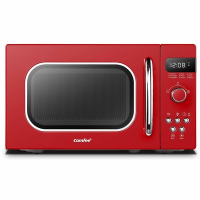 Red Retro Countertop Microwave Oven Stainless Small Kitchen 700w