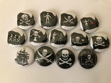 PIRATE FLAGS Refrigerator Magnets 1" Skull and Crossbones Jolly Roger Blackbeard