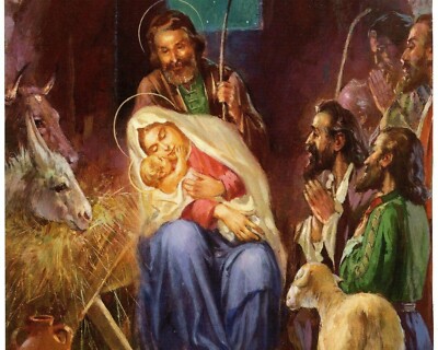 Old School THE NATIVITY  -  8 X 10'' ULTRA PREMIUM GLOSSY Print
