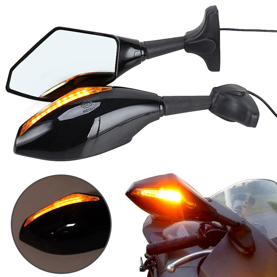 Rearview Side LED Turn Signal Mirrors For Kawasaki ZX750 ZX7 ZX7R 1993-2002 Foto 2 de 4