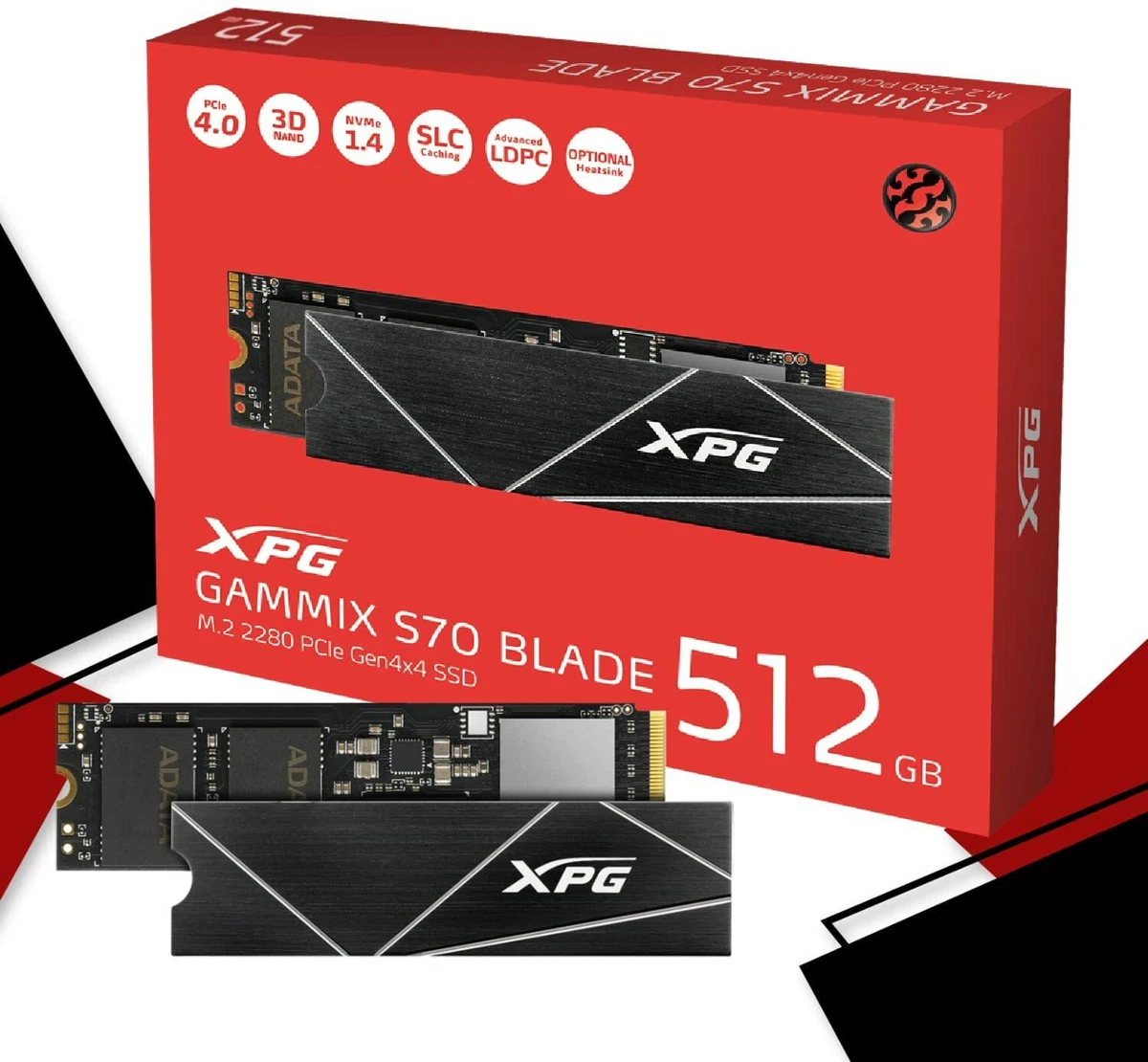 ADATA XPG GAMMIX S70 BLADE 512GB PCIe Gen4x4 M.2 2280 SSD 3D