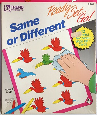 Vintage TREND ENTERPRISES Same or Different Wipe Off Activity Cards Ages 3+