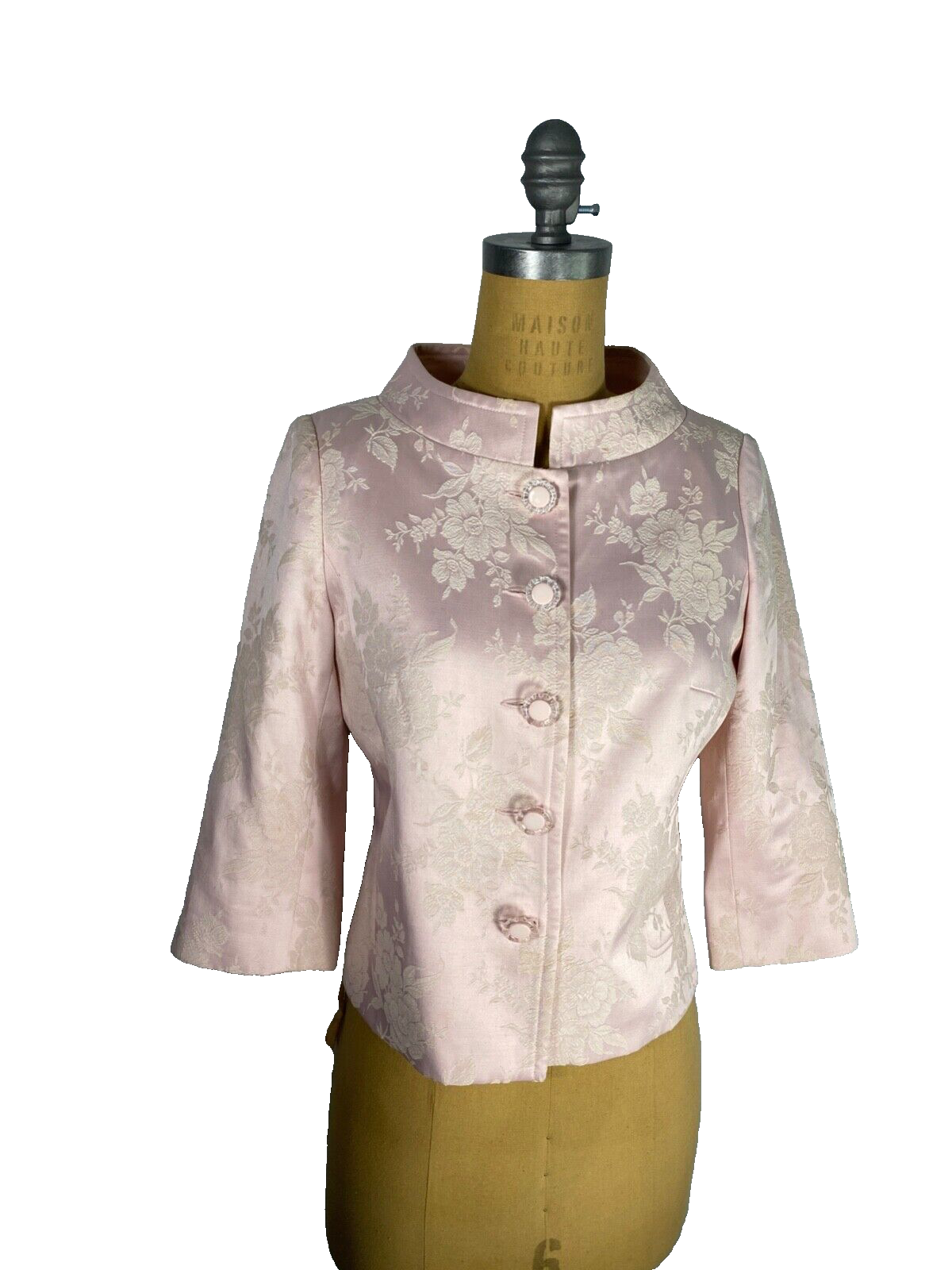 Arden B Light Pink Evening Wear Jacket 3/4 Sleeves With Flowers Medium