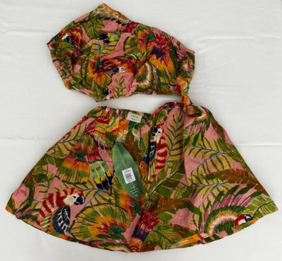 farm rio macaw leaves one-shoulder midi dress Farm Rio Macaw Leaves One Shoulder Cut Out Mini Dress size M