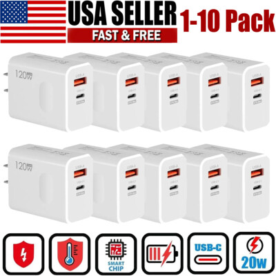 For iPhone 14 13 12 11 20W Fast Charger Block USB Type C Wall Power Adapter Lot