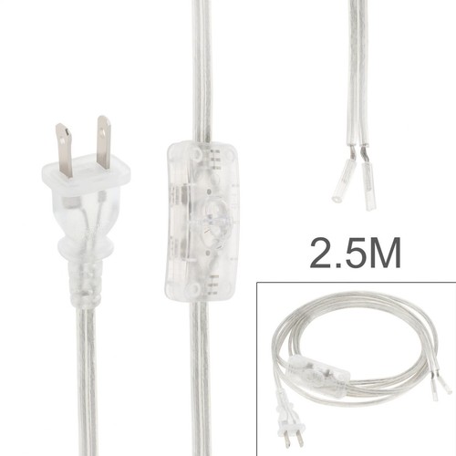 8FT Lamp Cord On/Off Button Switch Stripped Ends 18AWG SPT-2 Replace Power Cable - Picture 2 of 11