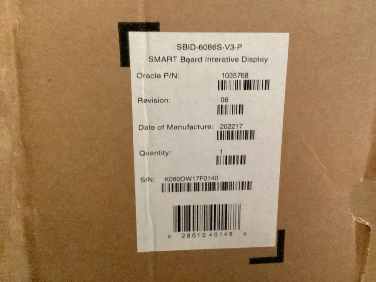 SMART (SBID-6286S-V3-P) 6000S V3 Pro 86" 4K UHD Interactive Display w ...