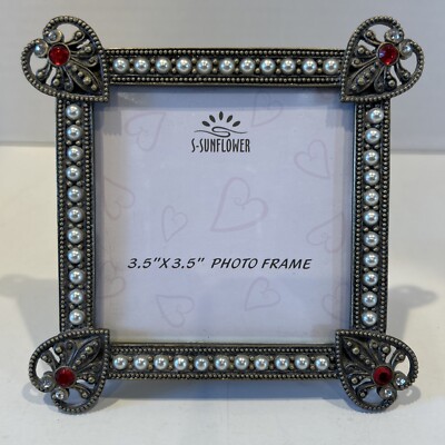 S Sunflower Platinum Like Metal Rhinestone Ruby Pearl Jewels Picture ...