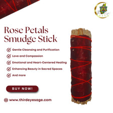 Red Rose Petals & BLUE Sage 4-Inch Smudge Sti...