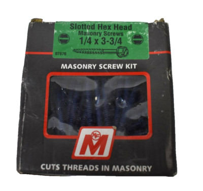 Midwest Blue Ruspert Slotted Hex Washer Head Masonry Screws 100 Pack 1/4''x3-3/4''