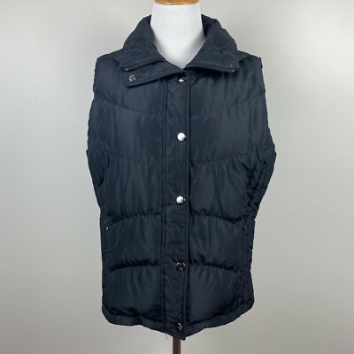 Kenneth Cole Reaction Down Feather Vest Women L Black Full Zip