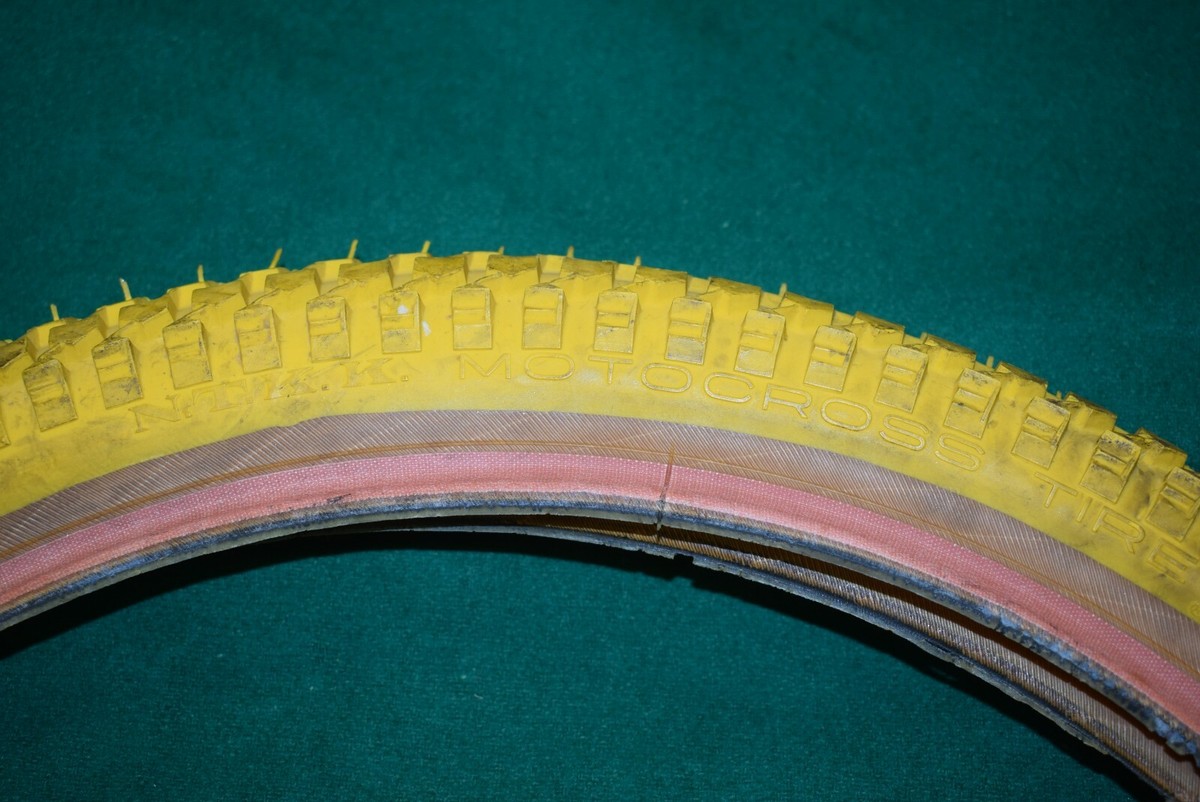 NTKK MOTOCROSS BMX tire 20x2.125 yellow old school bmx 1980s