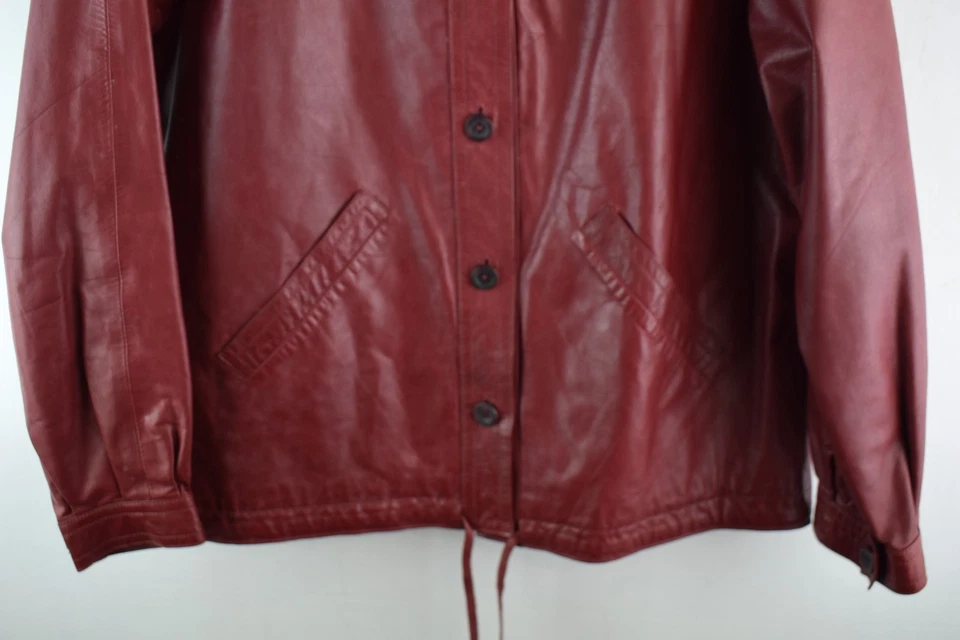 AQUASCUTUM Red Leather Blazer Jacket size Uk 14 Womens Button Up Casual Outdoors - Image 3 of 4