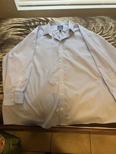 Stafford Men  s Pale Blue Long-Sleeve Dress Shirt