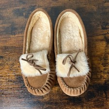 Bearpaw Paris Moccasin Slippers Cow Suede Upper Sheepskin/Wool Lining Womens 10