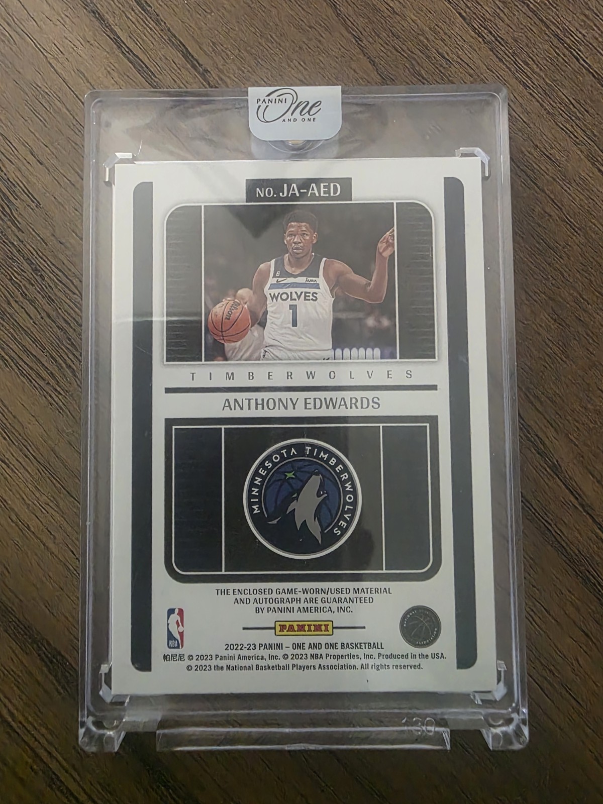 ANTHONY EDWARDS 2022/23 PANINI ONE AND ONE AUTO PATCH 37/49 TIMBERWOLVES STAR view 3