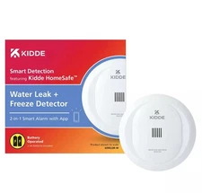 KIDDE Smart Detection Water Leak + Freeze Detector 60WLDR-W Battery Operated