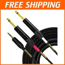 High-Quality 3' 3.5mm TRS to Dual 1/4" TS Stereo Cable - Gold Connectors
