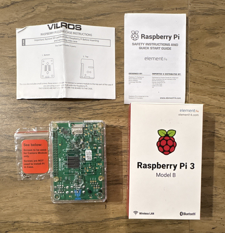Raspberry Pi 3 Model B Single Board Computer 1GB RAM w/ Clear Case