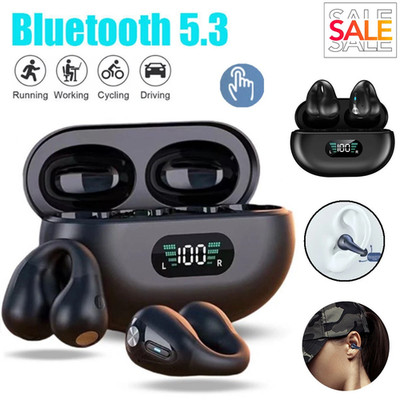 Bluetooth 5.3 Wireless Earbuds Sport Ear Clip Bone Conduction Headphones Headset