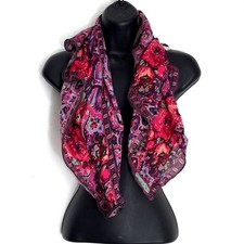 Vintage Oscar de la Renta Floral Paisley Scarf Pink Purple Artsy Whimsical